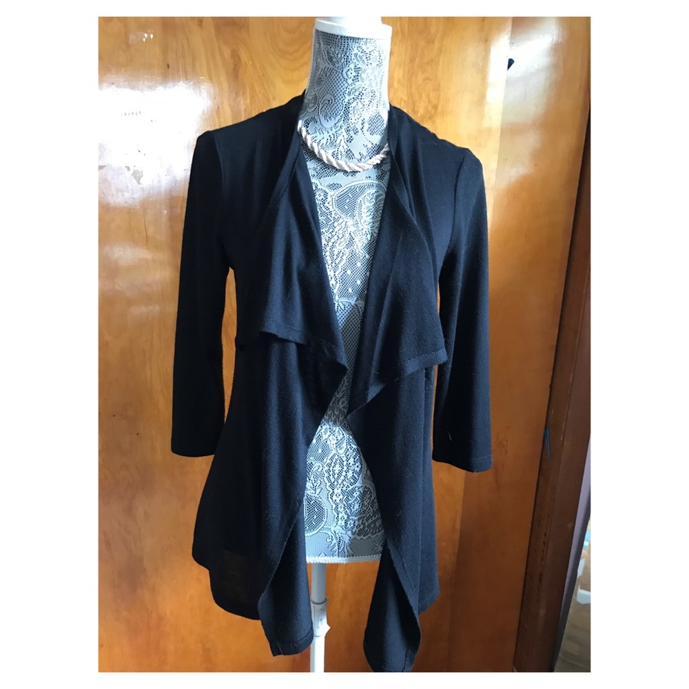 Black open-front cardigan
